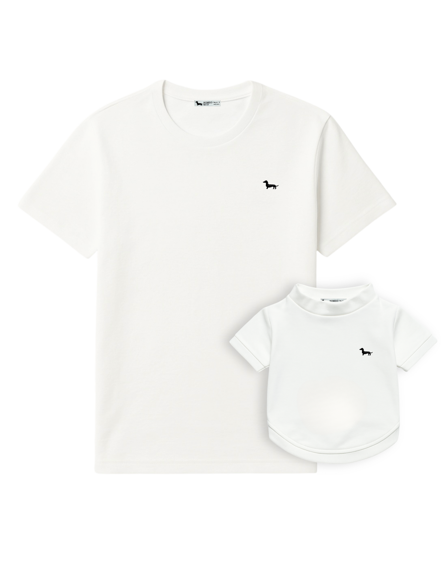 Conjunto camiseta bordada hombre y perrito