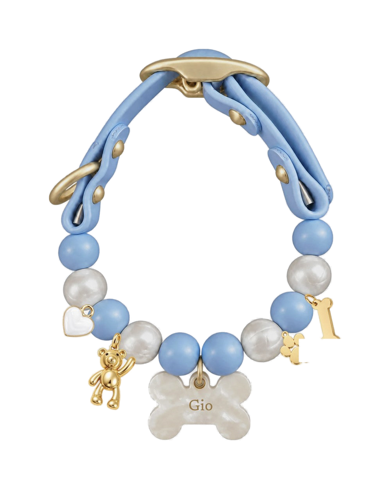 Mediterranes Spazierhalsband mit goldenem Bärchen